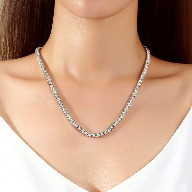 Moissanite Tennis Chain - Silver